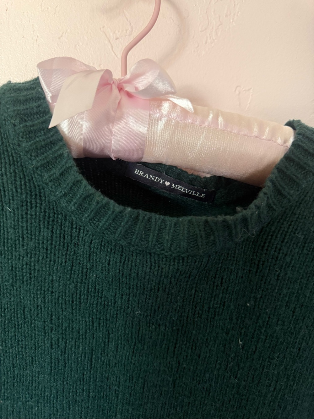 Brandy Melville Dark Green Ribbed Crewneck Sweater